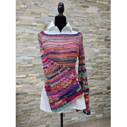 Pull  multicolore  tricot - crochet